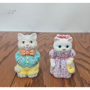 Avon Country Purr-Fection Cat Salt & Pepper Shakers Vintage Ceramic 3.5”